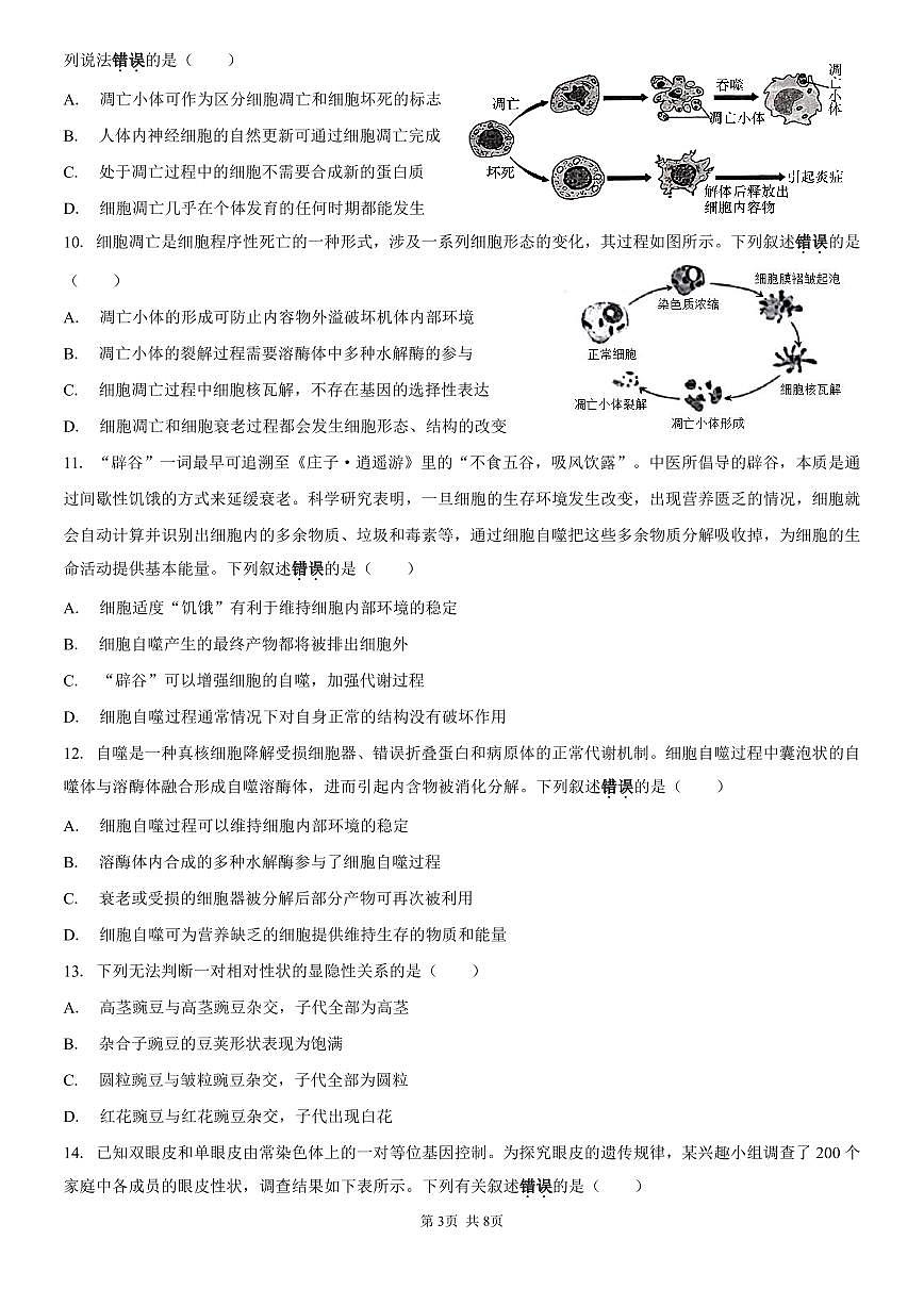 湖南省平江颐华卓毅补习学校2025-2026学年高三上学期第三次阶段检测（期中）生物试题第3页