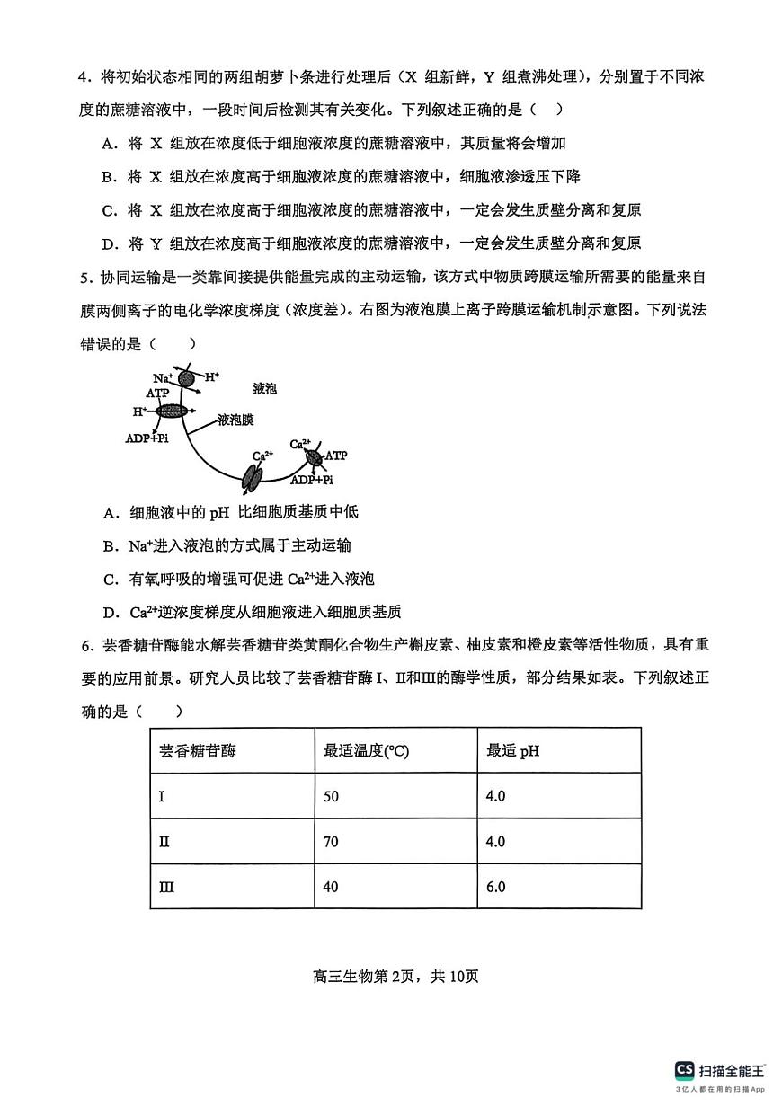 河南省濮阳外国语学校2025-2026学年高三上学期10月月考生物试卷（PDF版附解析）第2页