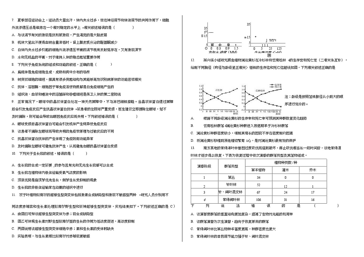生物-吉林省“BEST合作体”2023-2024学年高二上学期期末试卷第2页