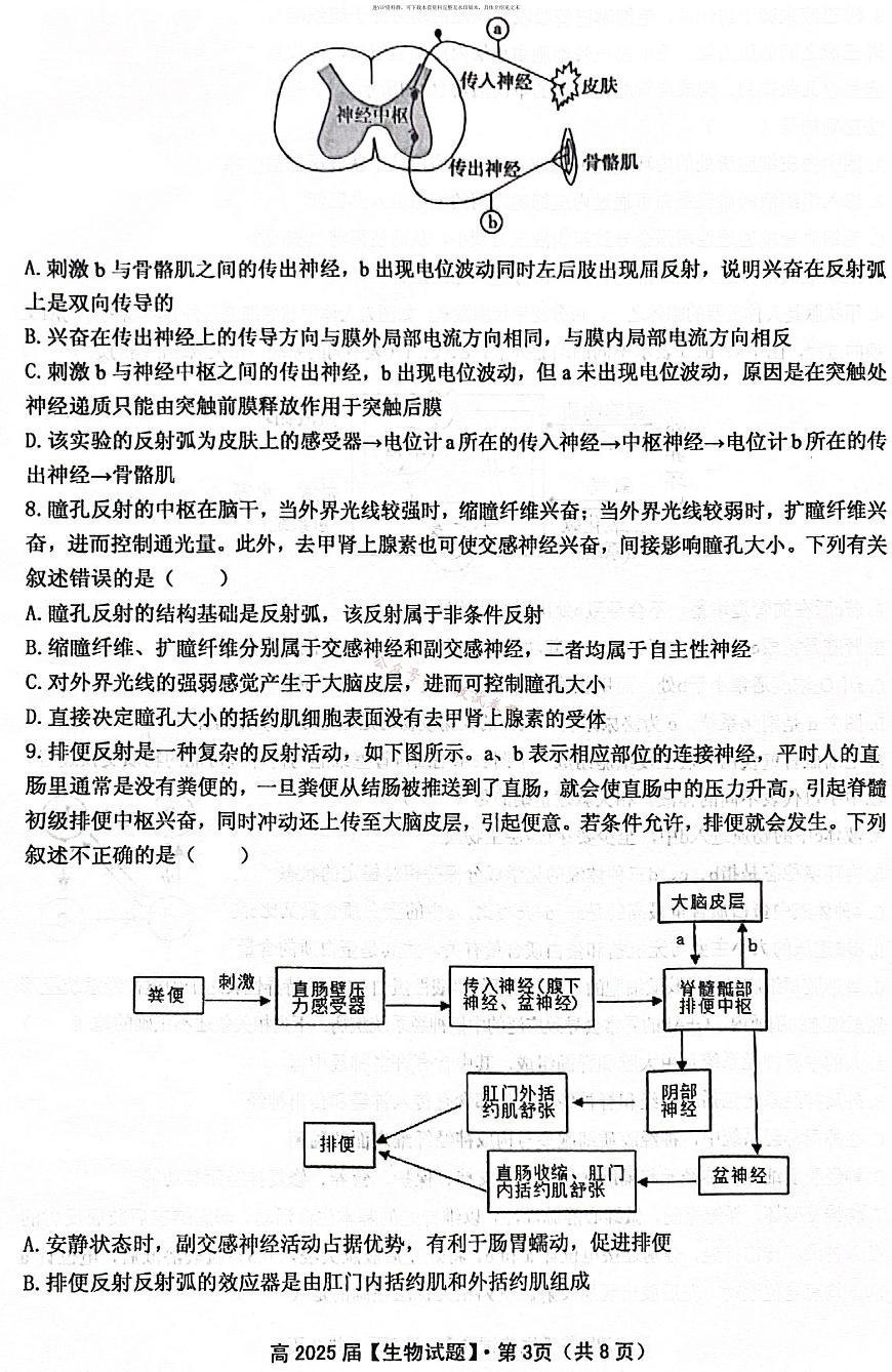 重庆市名校联盟2023-2024学年高二上学期期中联合考试 生物第3页