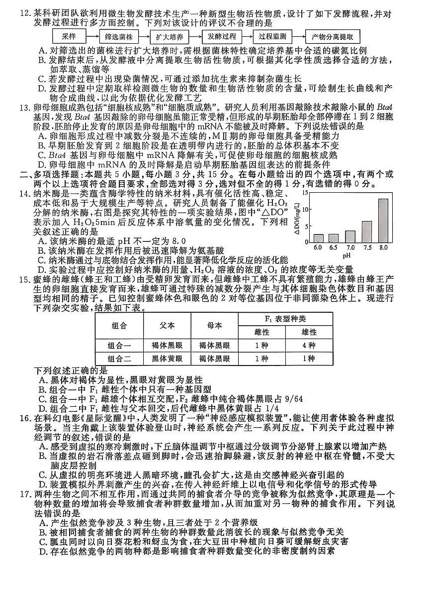 河北省2026新高考单科模拟综合卷（二）生物试卷+答案第3页