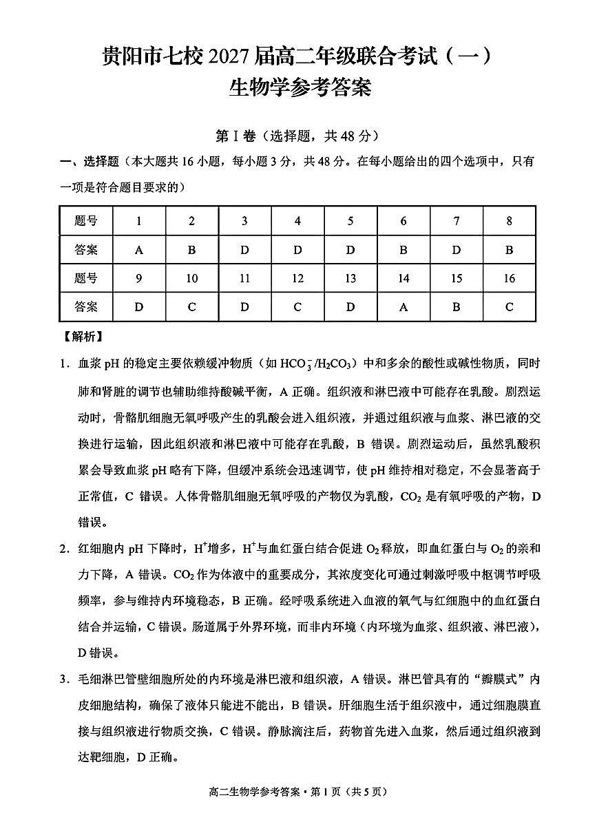 生物学参考答案第1页