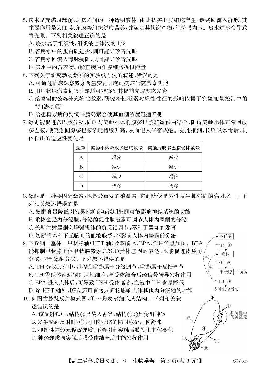 广东省八校联盟2025-2026学年高二上学期教学质量检测（一）生物试题含答案第2页
