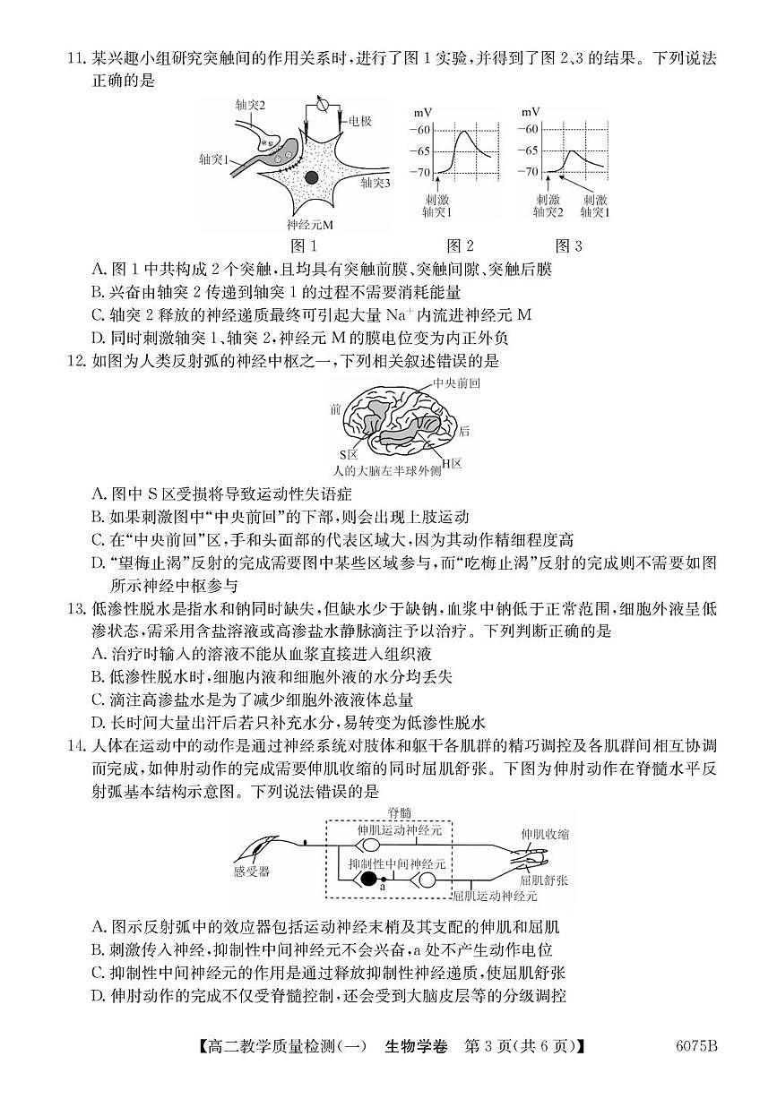 广东省八校联盟2025-2026学年高二上学期教学质量检测（一）生物试题含答案第3页