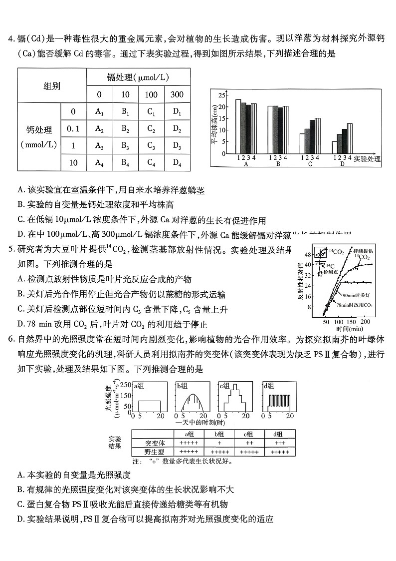 重庆市南开中学2025-2026学年高三上学期11月考试生物试卷第2页
