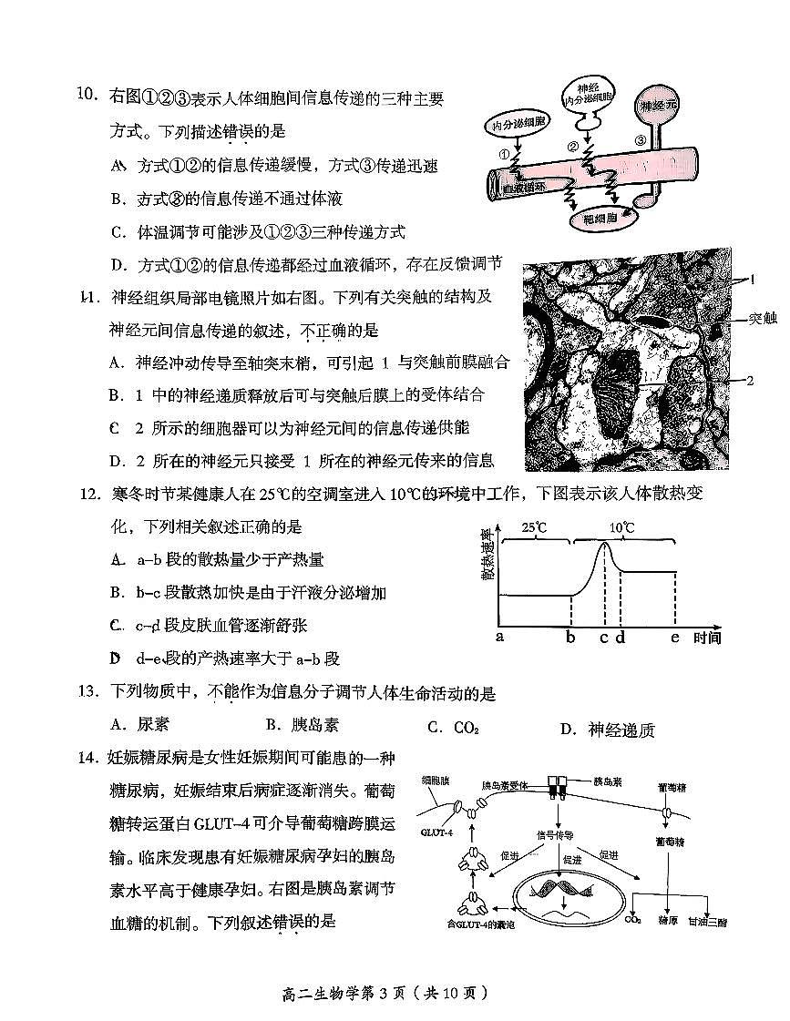 2025北京房山高二（上）期中生物试卷第3页