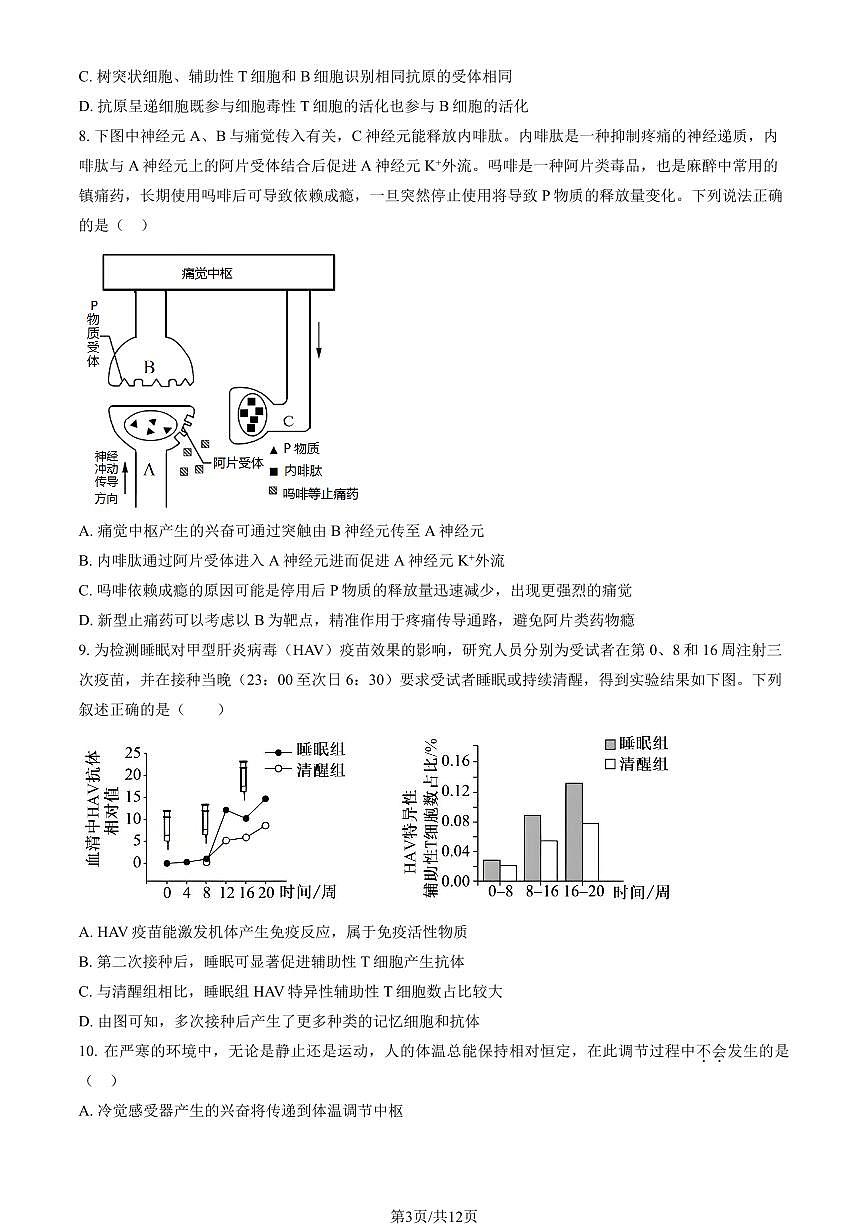 2025北京八十中高二（上）期中生物试卷（教师版）第3页