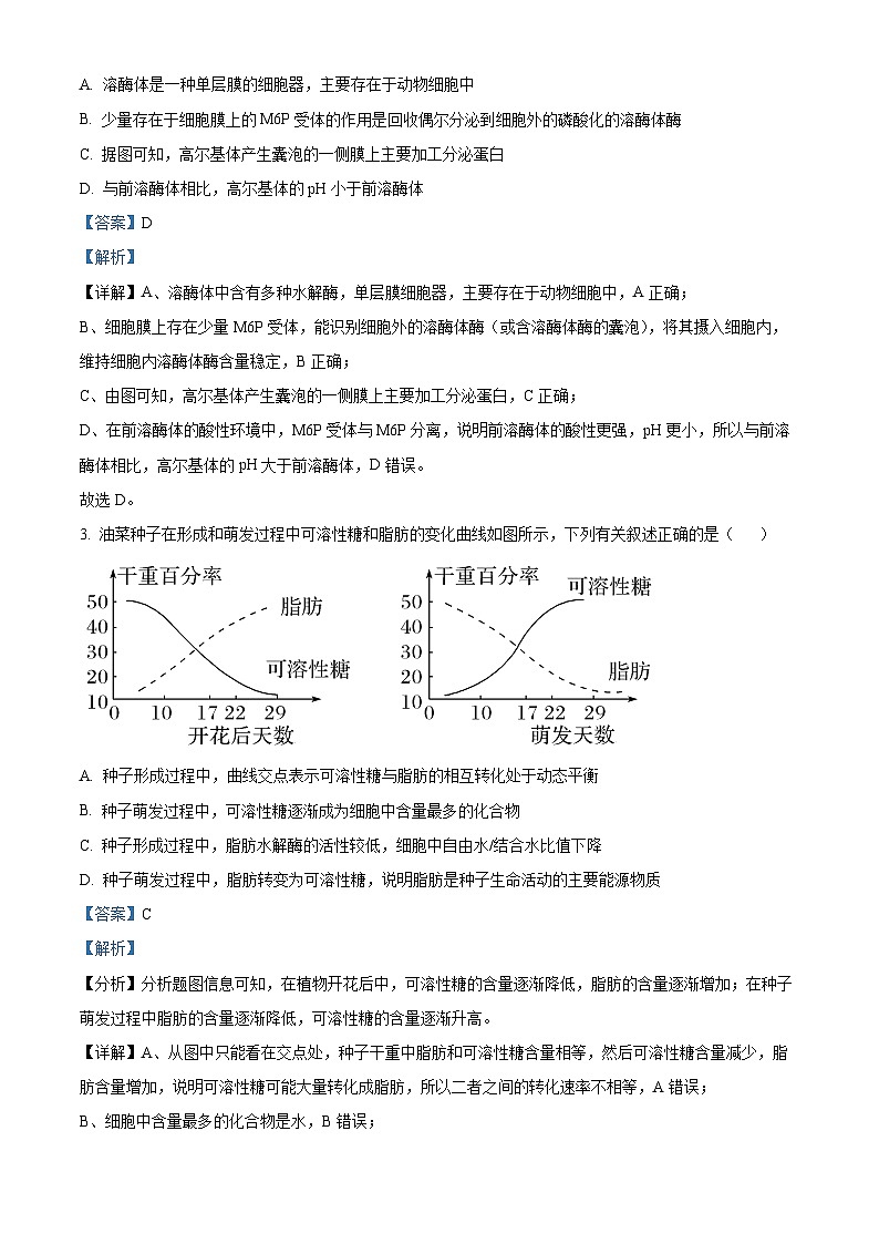 湖北省荆州市沙市中学2025-2026学年高一上学期10月月考生物试题含解析第2页