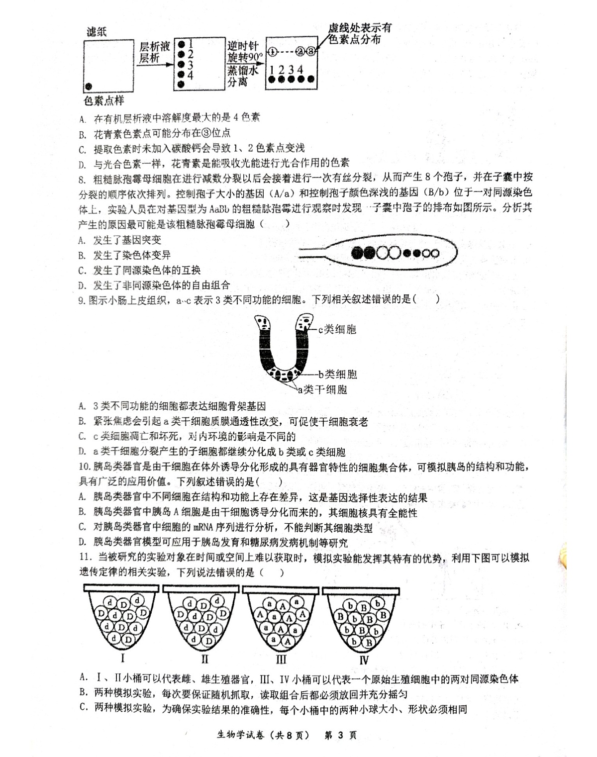 湖北省仙桃中学2025-2026学年高三上学期期中考试生物试卷第3页