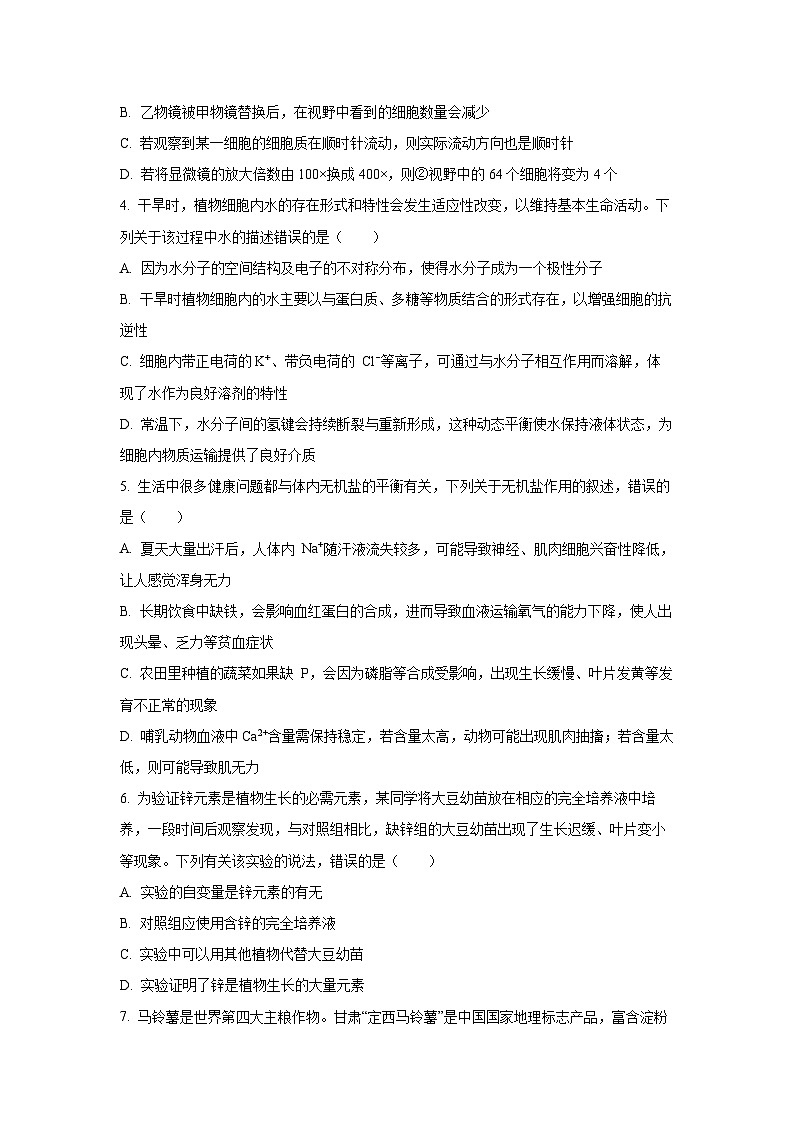 【生物】湖南省部分名校2025-2026学年高一上学期10月联考试题（学生版）第2页