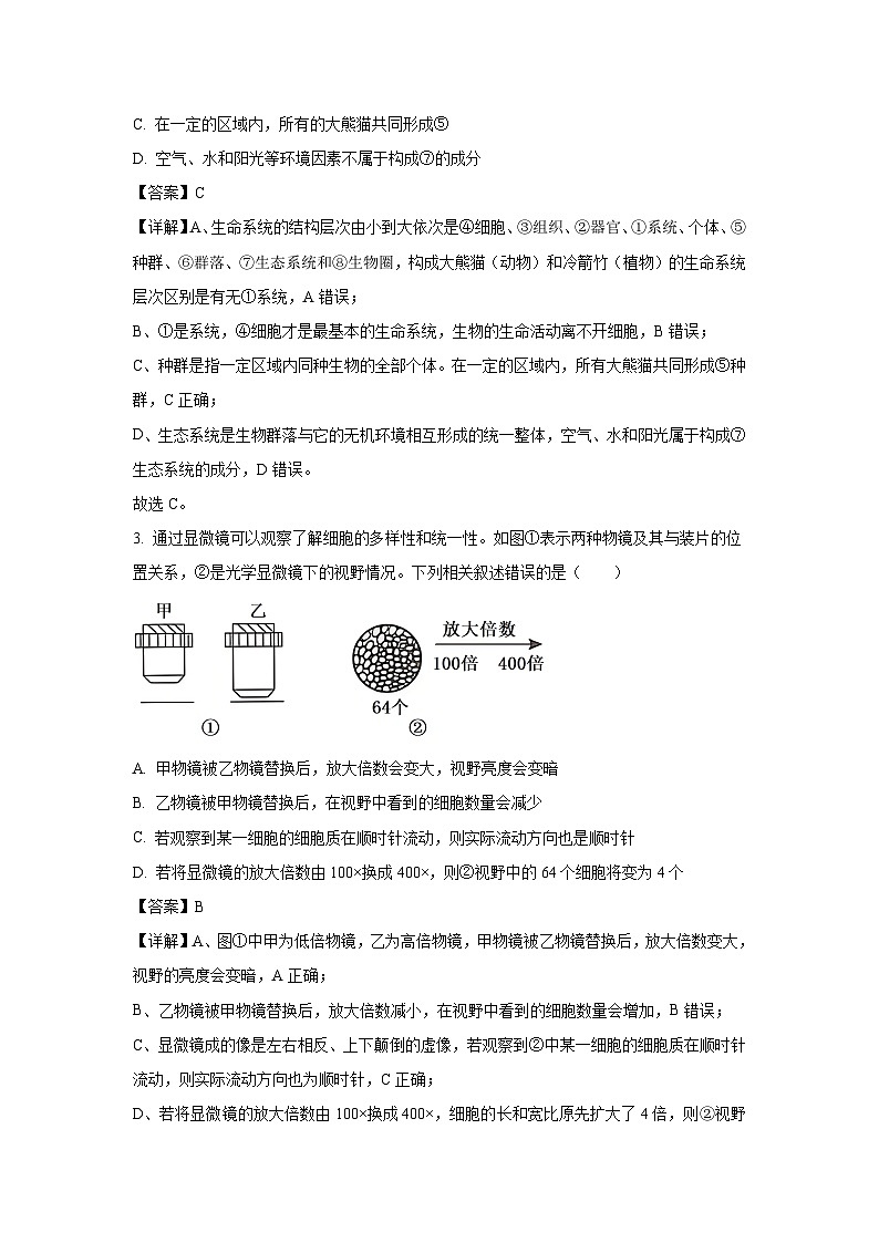 【生物】湖南省部分名校2025-2026学年高一上学期10月联考试题（解析版）第2页