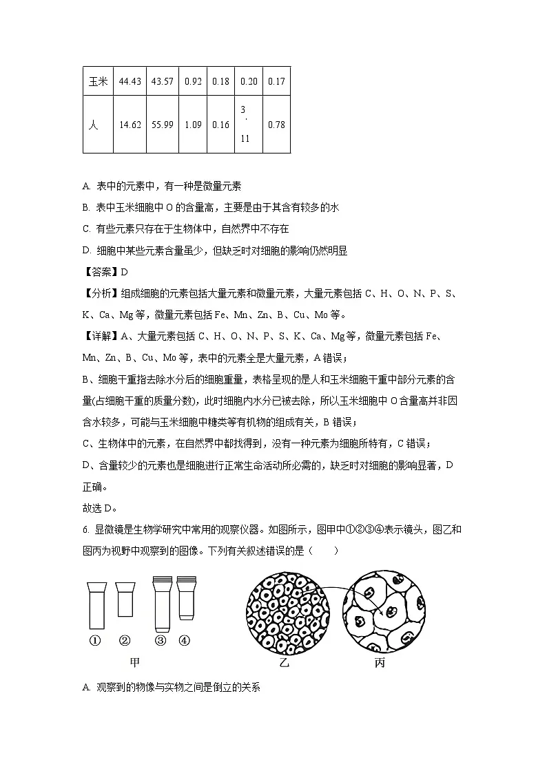 【生物】云南省2025-2026学年高一上学期9月联考试题（解析版）第3页