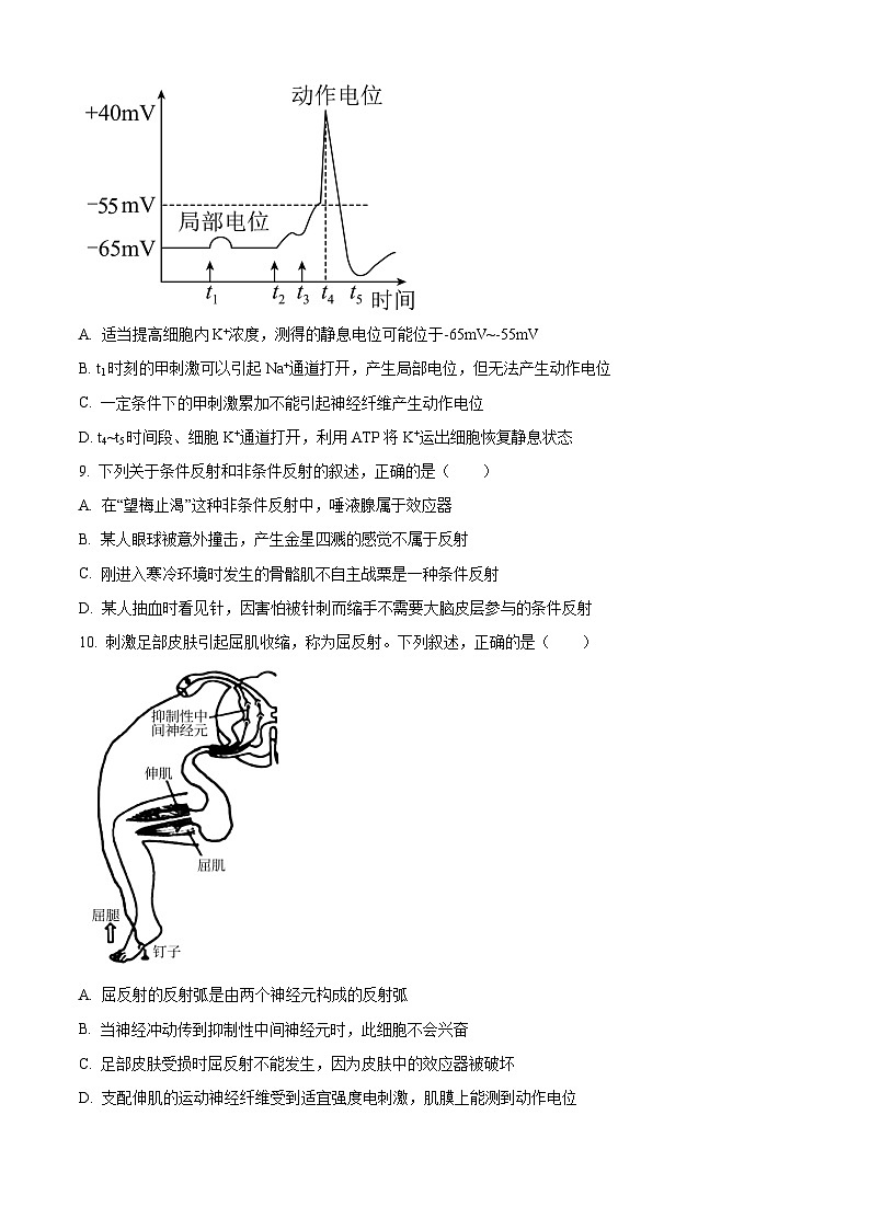 安徽省合肥市第七中学2025-2026学年高二上学期第一次限时练习生物试题（原卷版）第3页