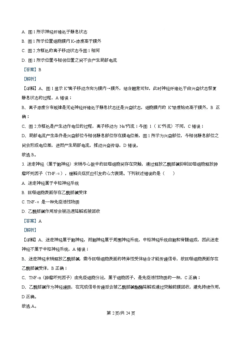 北京市海淀区2025-2026学年高三上学期期中生物试题 Word版含解析第2页