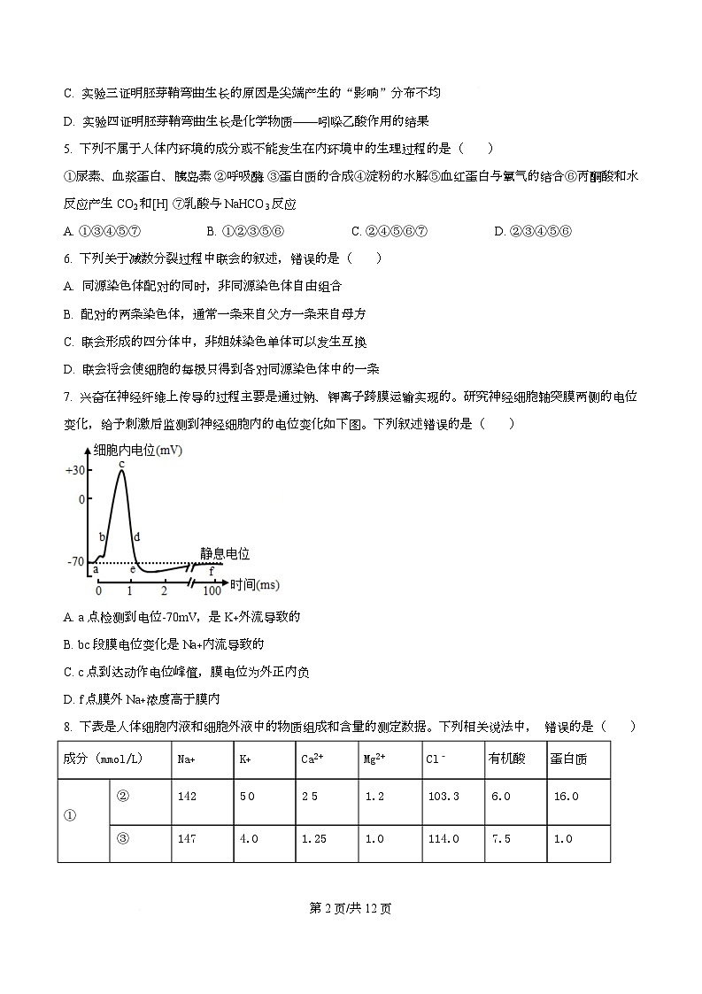 黑龙江省佳木斯市桦南县第一中学2025-2026学年高二上学期10月期中生物试题 Word版无答案第2页