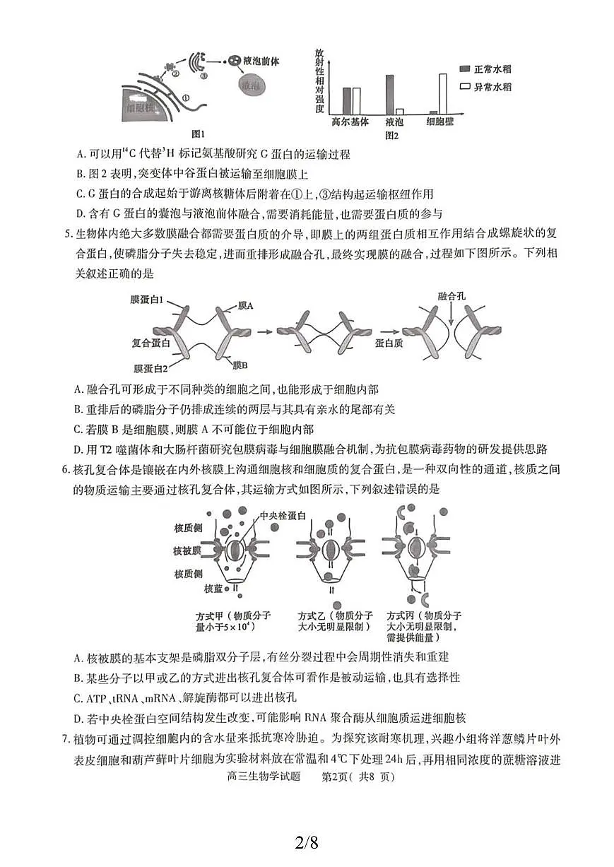 河南省信阳市2025-2026学年普通高中高三上学期第一次教学质量检测生物试卷（含答案）第3页