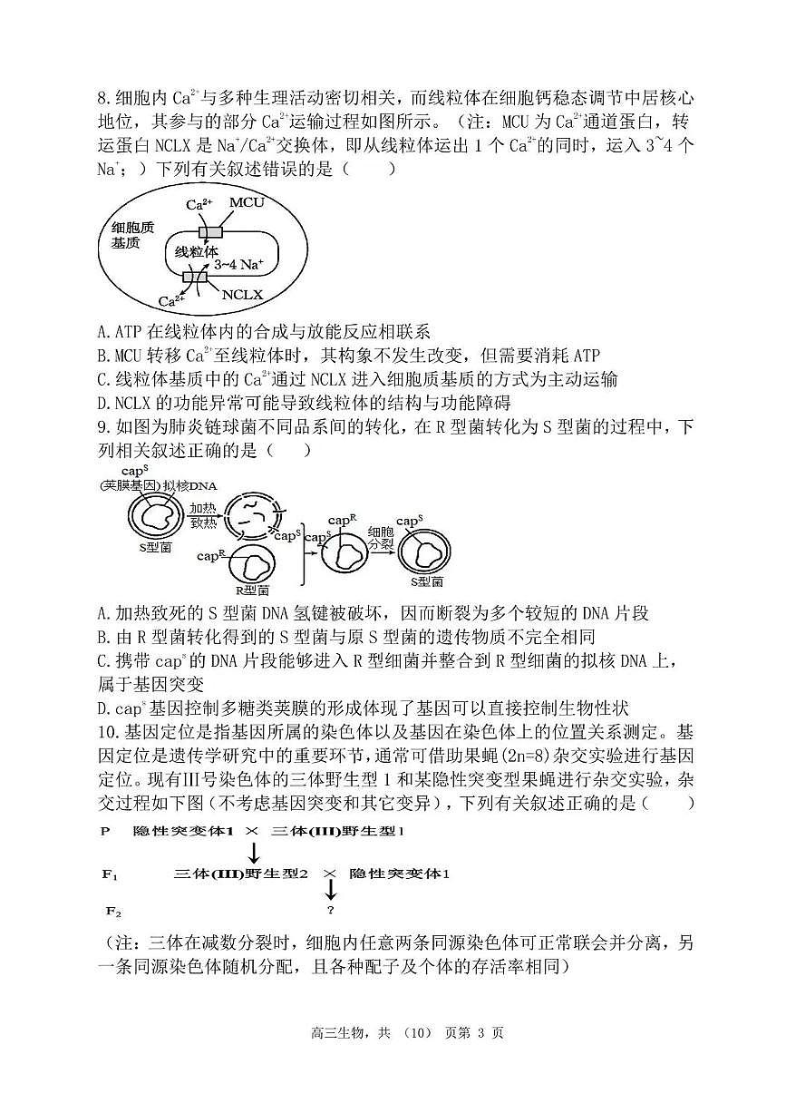 辽宁省七校协作体2025-2026学年高三上学期11月联考生物试题（含答案）第3页