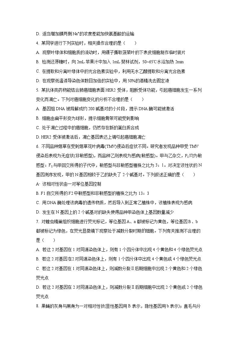 广东省五校联考2025-2026学年高三上学期10月月考生物试卷（学生版）第2页