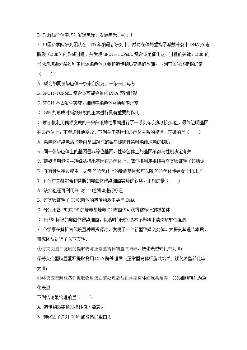 河南省天一大联考2024-2025学年高一下学期期末考试生物试卷（学生版）第2页