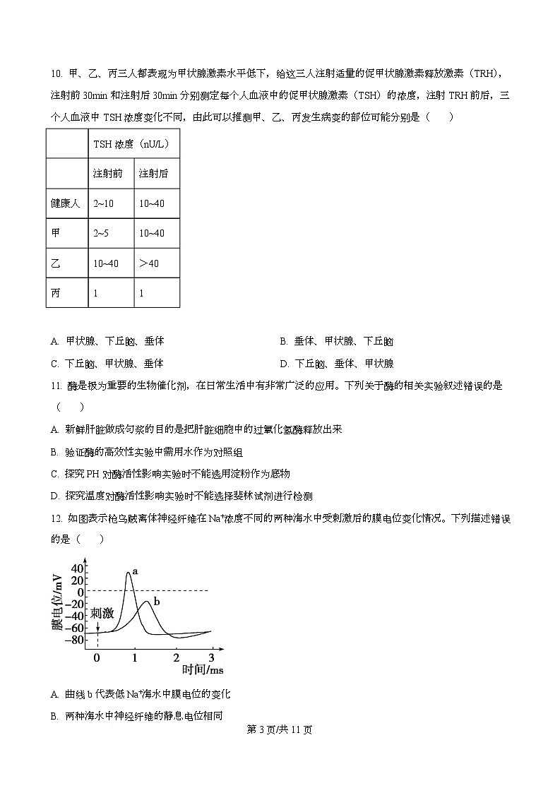 浙江省宁波六校联盟2025-2026学年高二上学期11月期中生物试题（原卷版）第3页