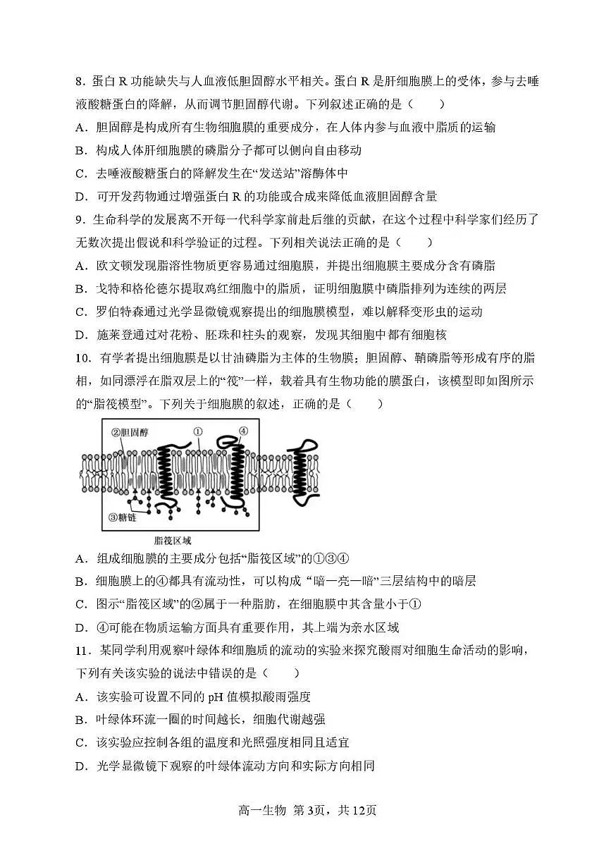 黑龙江省哈尔滨市第三中学校2025-2026学年高一上学期11月期中生物试题含答案第3页