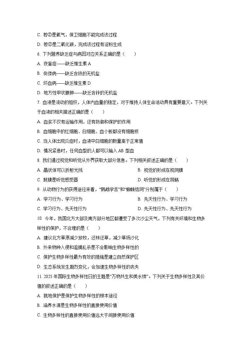 河南省鹤壁市高中2025-2026学年高一上学期作业规范化练习（一）生物试卷（学生版）第2页