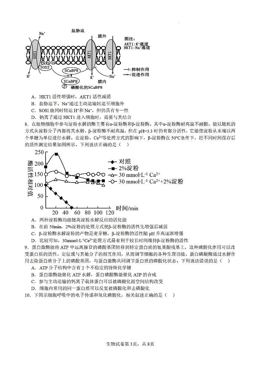 合肥市普通高中六校联盟2025年秋季学期期中考试生物第3页