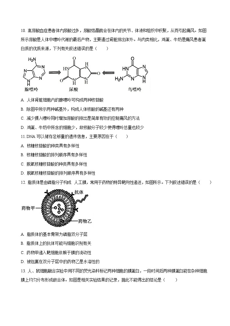 湖南省长沙市长郡中学2025-2026学年高一上学期11月期中考试生物试卷第3页
