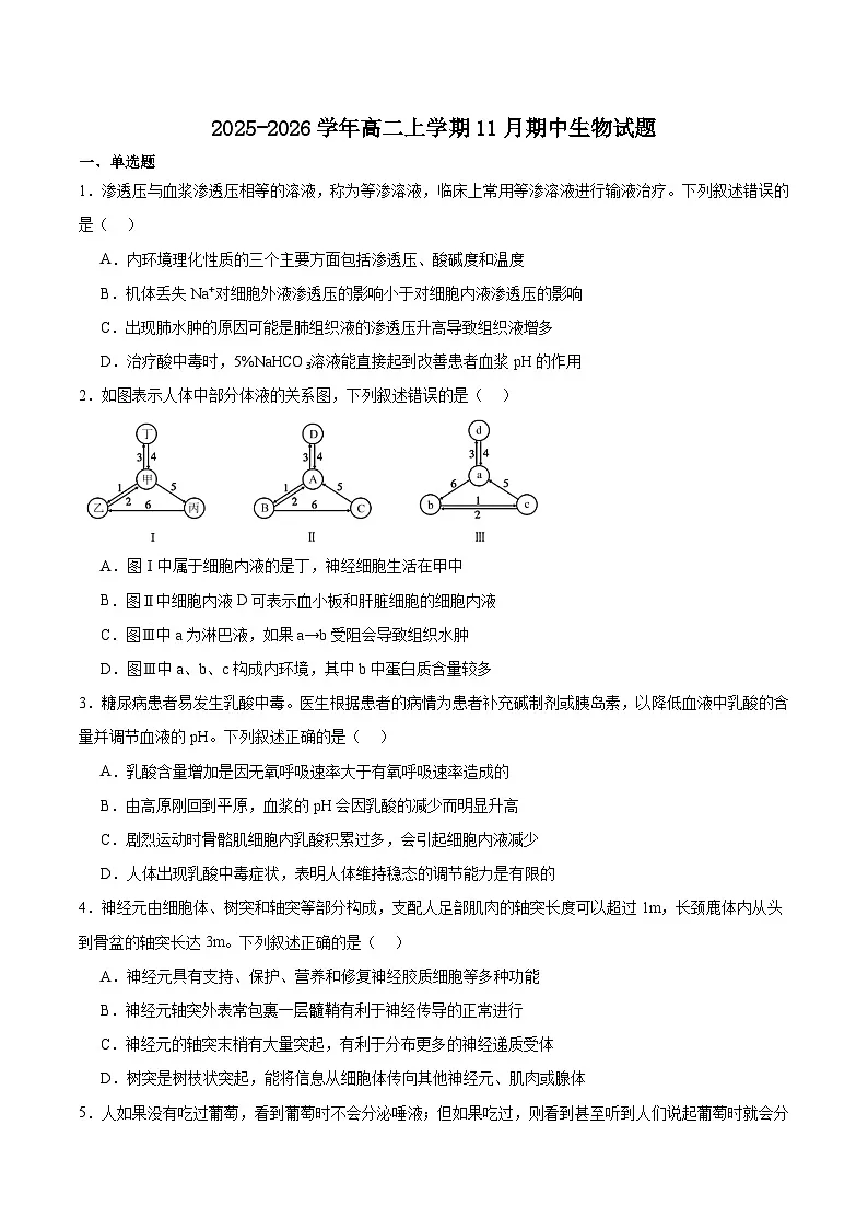 黑龙江省齐齐哈尔市六校联谊2025-2026学年高二上学期期中考试生物试卷（Word版附答案）第1页