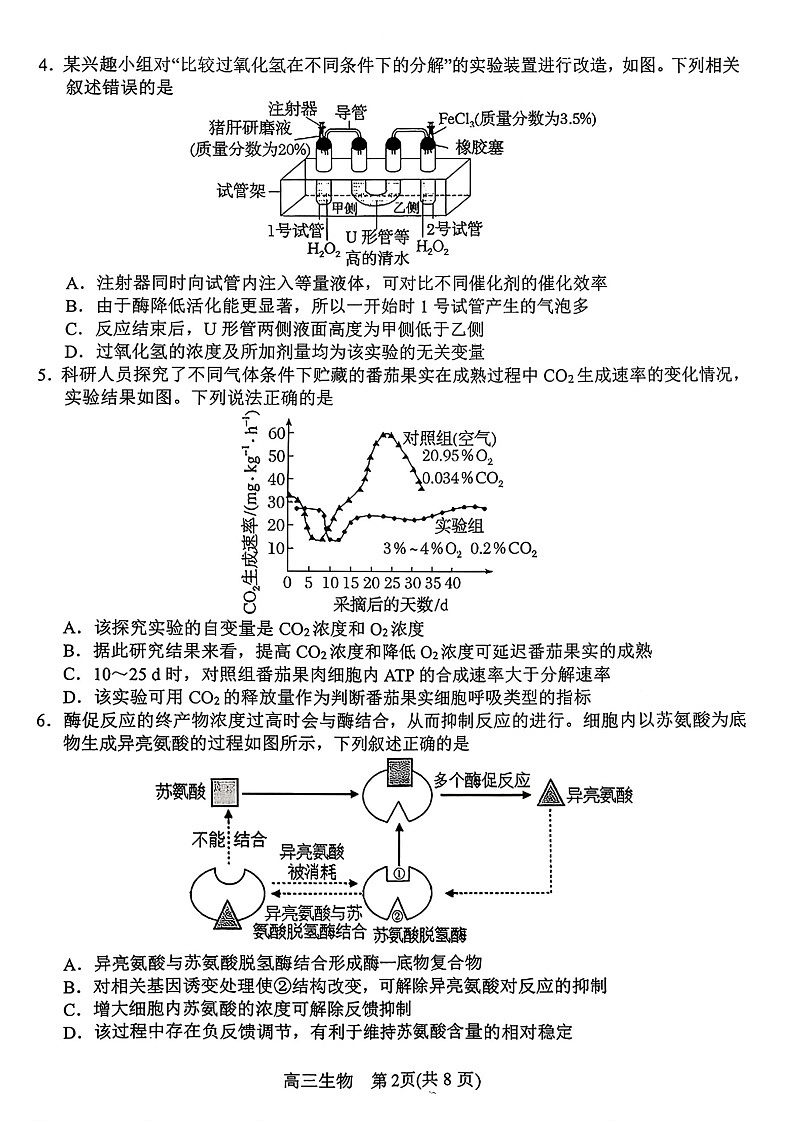 河南省南阳市2025-2026学年高三上学期期中考试生物试卷第2页