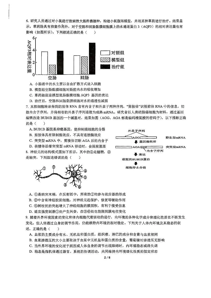 福建省厦门双十中学2026届高三上学期期中生物试题+答案第2页