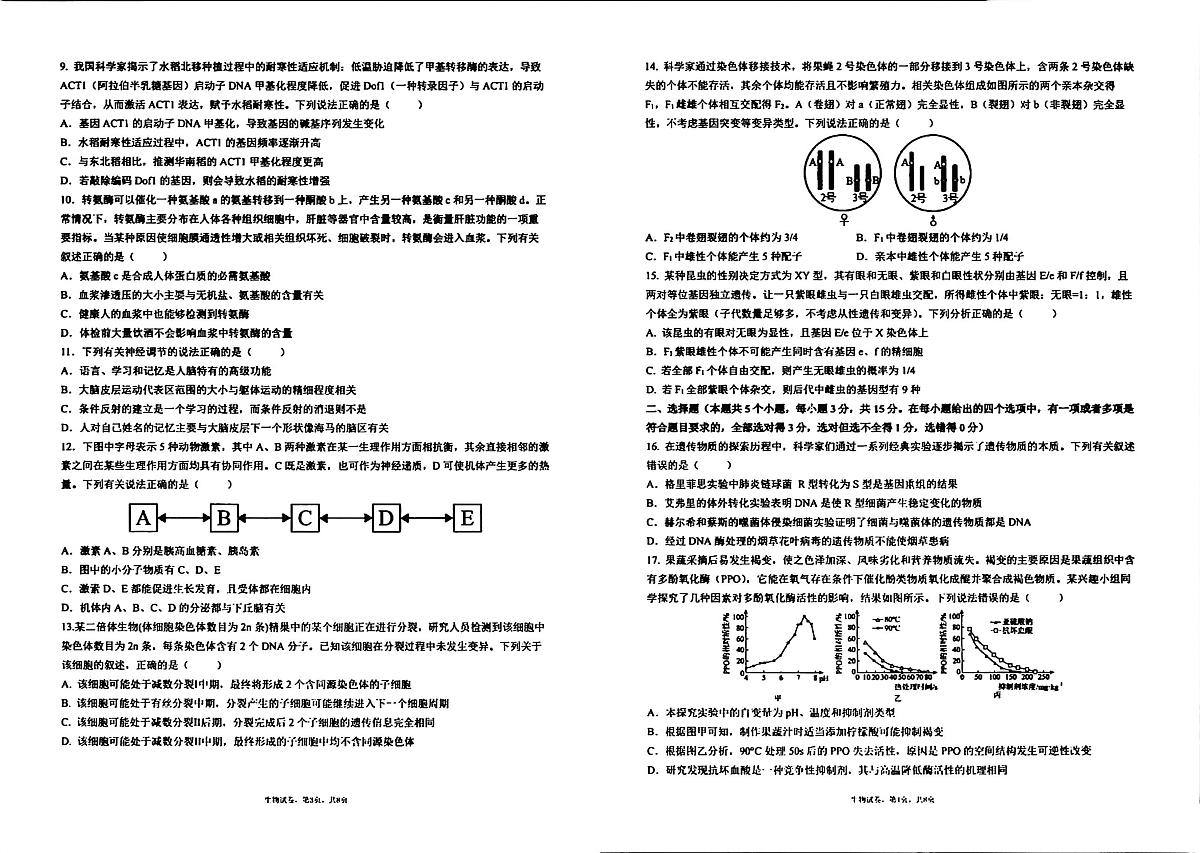 辽宁省实验中学2026届高三上学期11月期中考生物试题+答案第2页