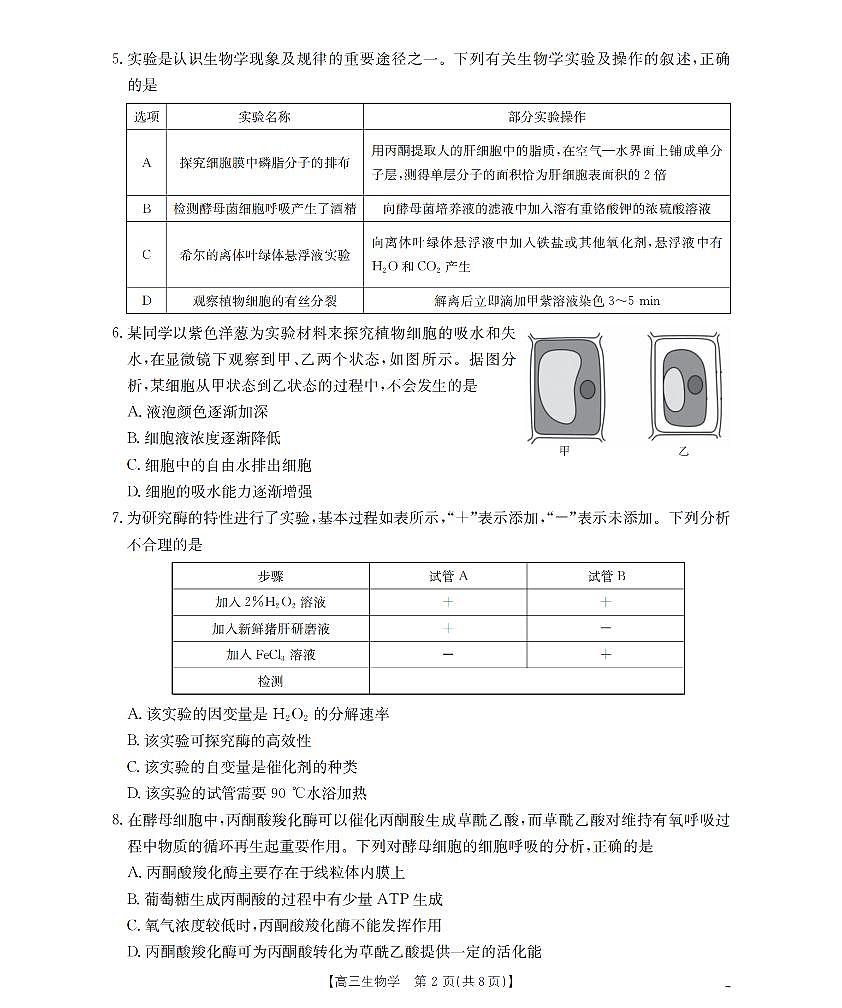 辽宁省葫芦岛市县金太阳2026届高三上学期11月协作校（一）生物试题+答案第2页