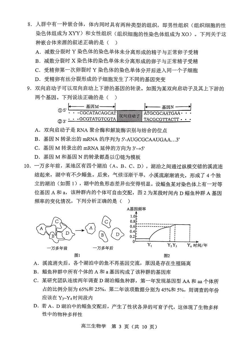 辽宁省重点高中沈阳市郊联体2026届高三上学期11月期中考生物试题+答案第3页
