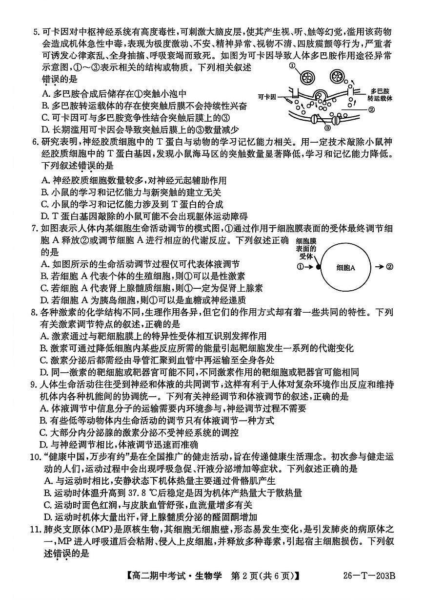 辽宁省锦州省重点2025-2026学年高二上学期期中生物试卷第2页