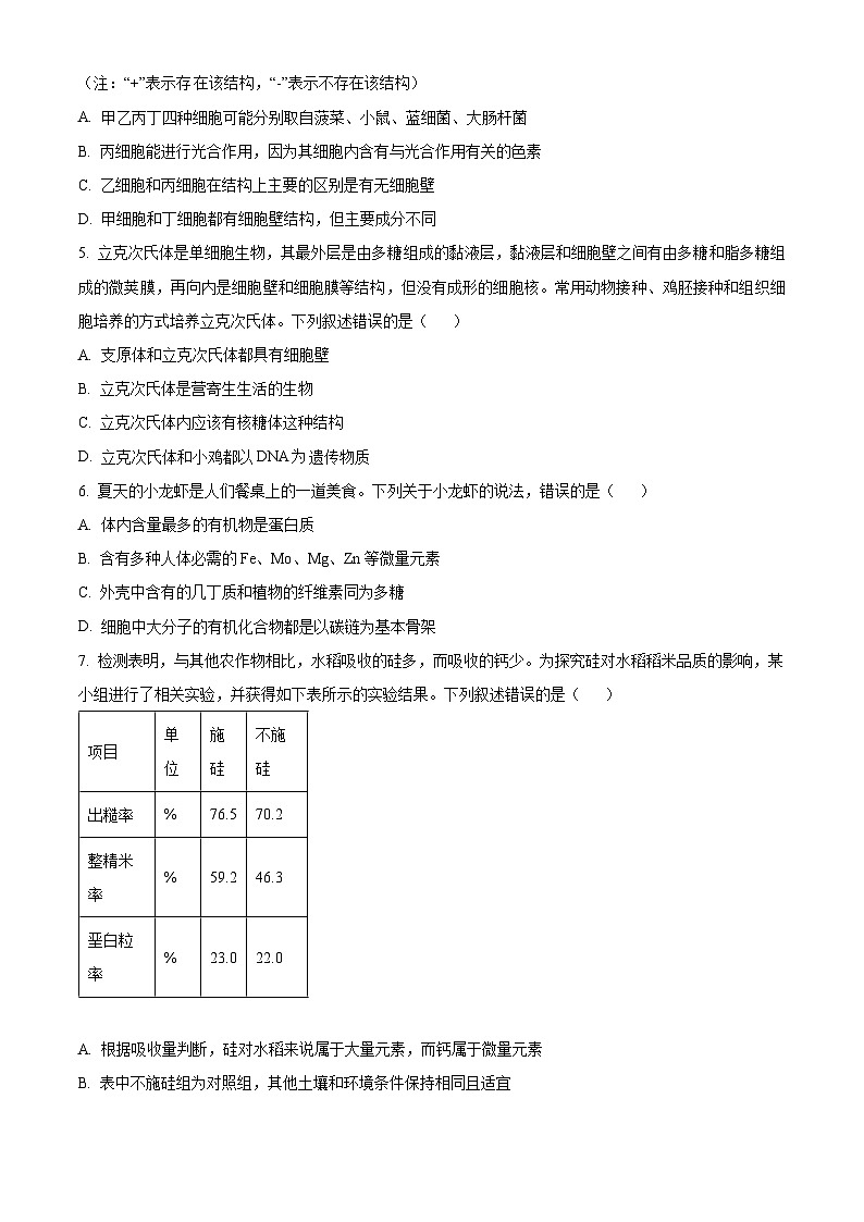 湖北省十堰市郧阳中学2025-2026学年高一上学期期中考试生物试卷第2页