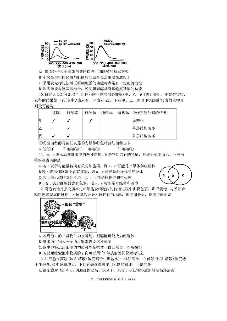 辽宁省大连市第二十四中学2025-2026高一（上）期中考试生物试卷第3页