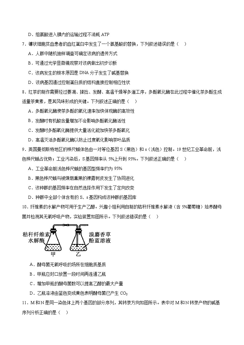 浙江省宁波市2026届高三上学期11月一模考试生物试卷（Word版附答案）第2页