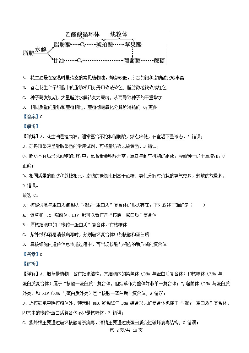重庆市2026届高三生物上学期第一次月考试题含解析第2页