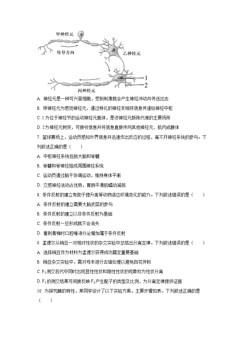 浙江省强基联盟2025-2026学年高二上学期10月月考（B卷）生物试卷（学生版）第2页