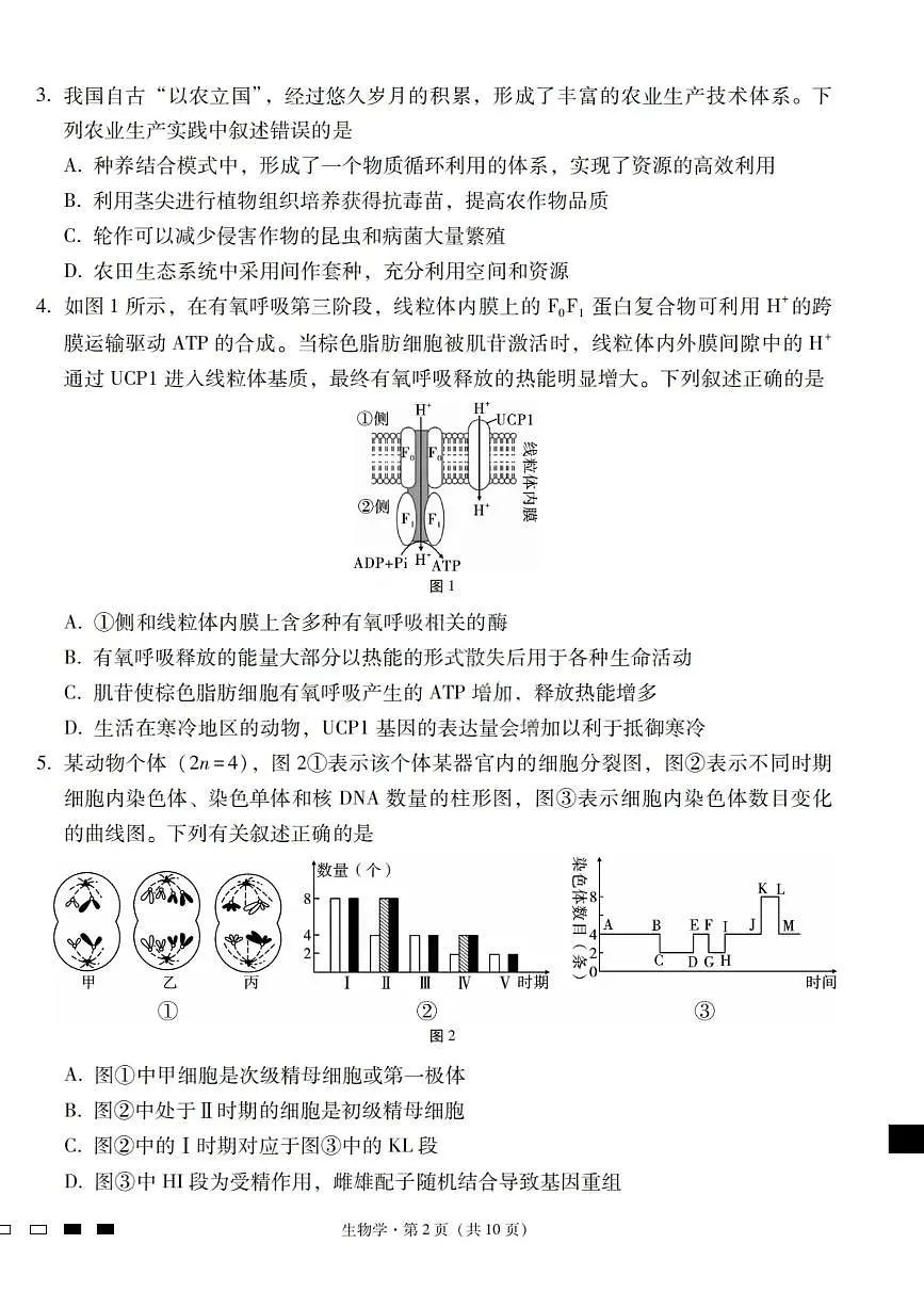 生物试卷-2026届云南三校高考备考实用性联考卷（四）第2页