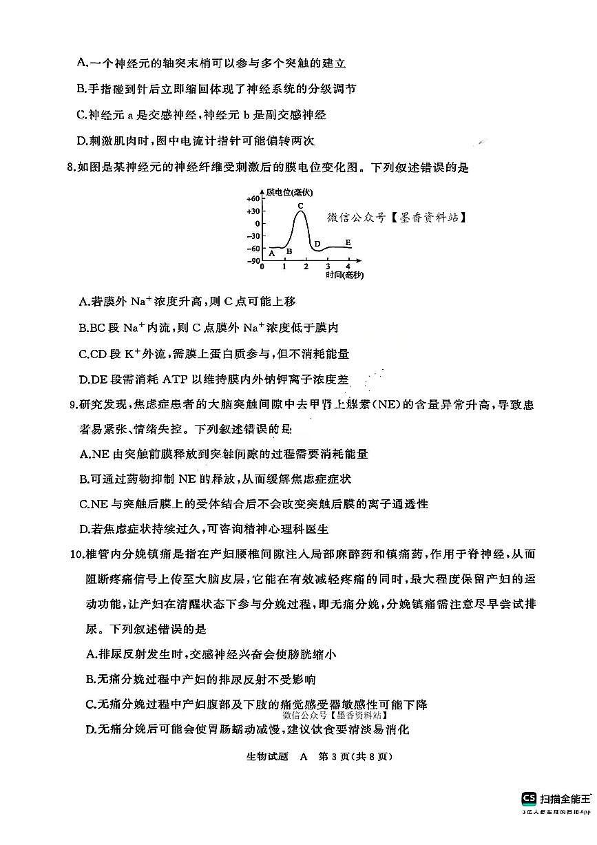 生物-河南青桐鸣大联考2025-2026学年高二上学期期中考试试题及答案第3页