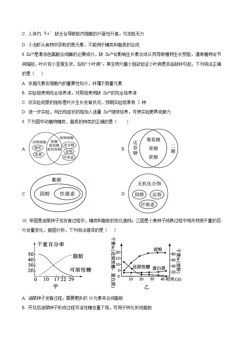 重庆市长寿中学校2025-2026学年高一上学期11月期中考试生物试卷第3页