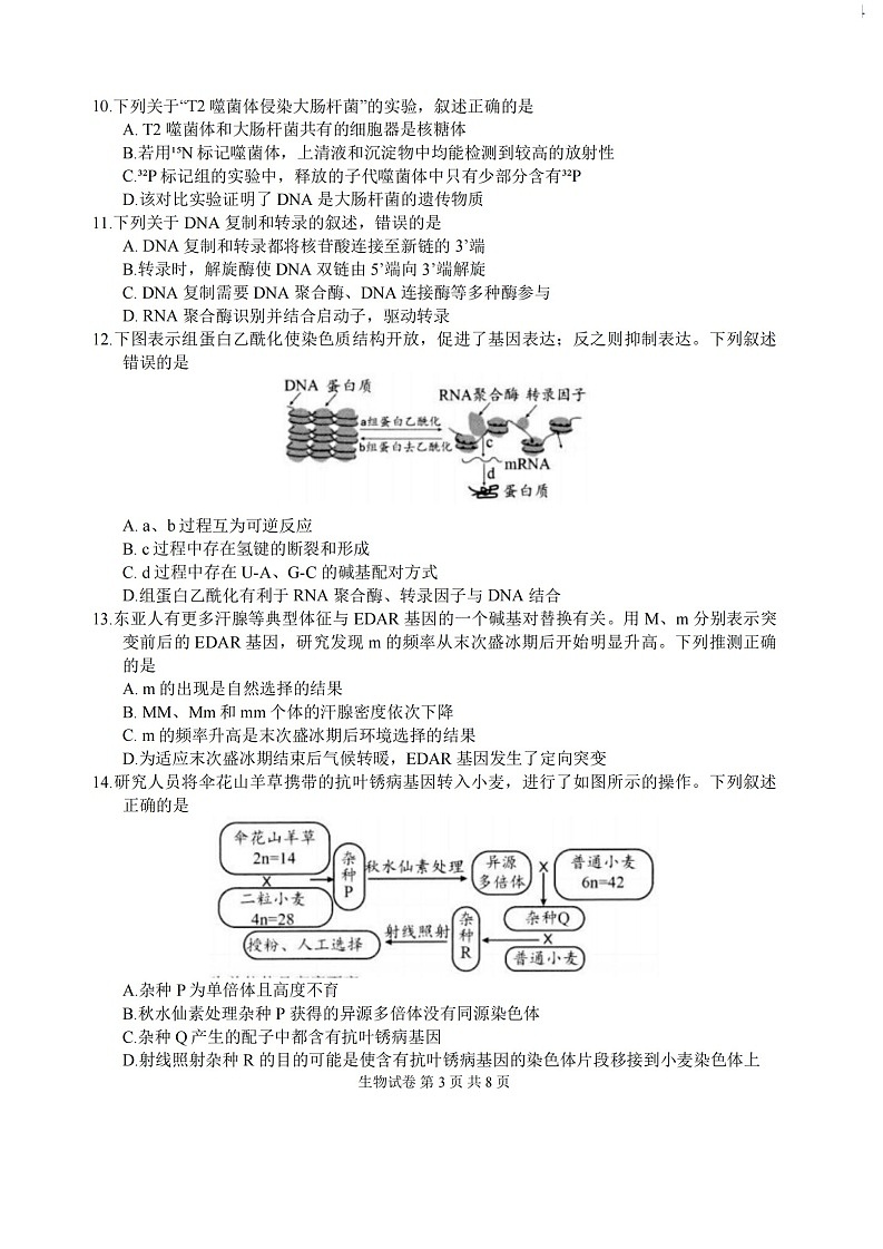 江苏省扬州市2025-2026学年高三上学期11月期中考试生物试卷第3页