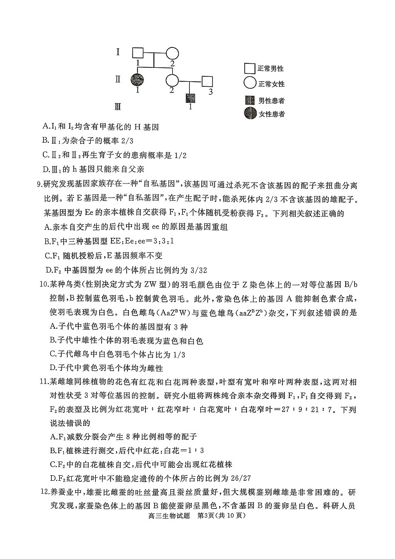 山东省枣庄市滕州市2025-2026学年高三上学期11月期中考试生物试卷第3页