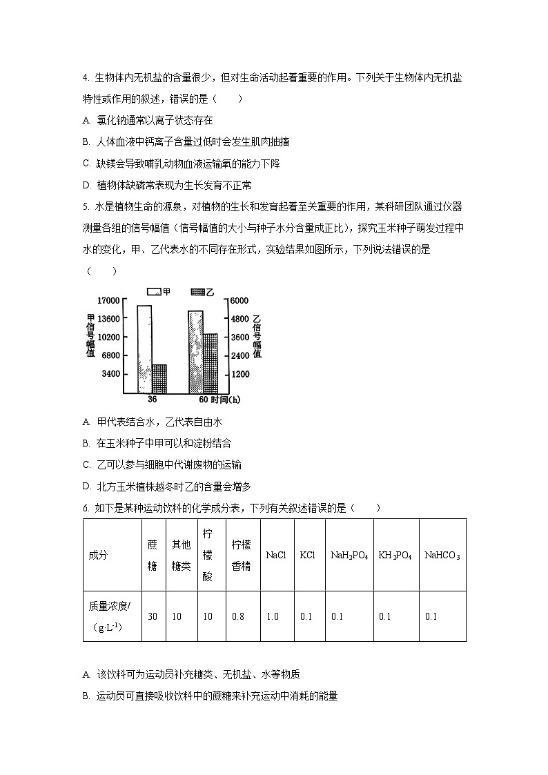 湖北省武汉东湖高新区2025-2026学年高一上学期期中考试生物试卷（学生版）第2页