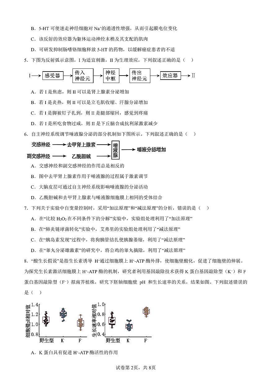 安徽省阜阳市颍州区阜阳市第三中学2024-2025学年高二下学期4月月考生物试题第2页