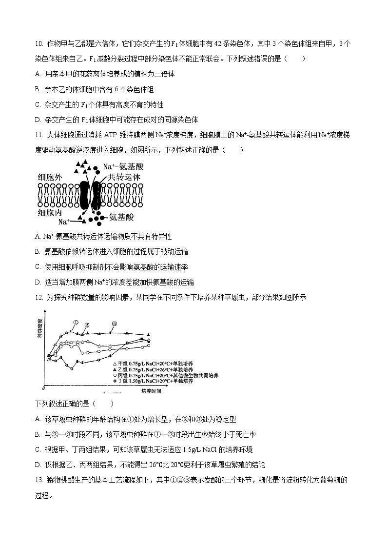 2025年6月浙江省普通高校招生选考高中生物（原卷版）第3页