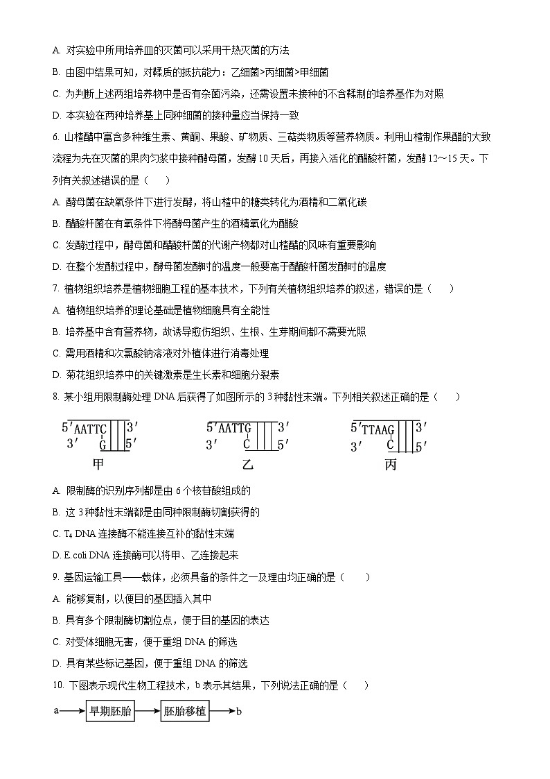 安徽省六安市独山中学2023-2024学年高二下学期期末考试生物试题（原卷版）-A4第2页