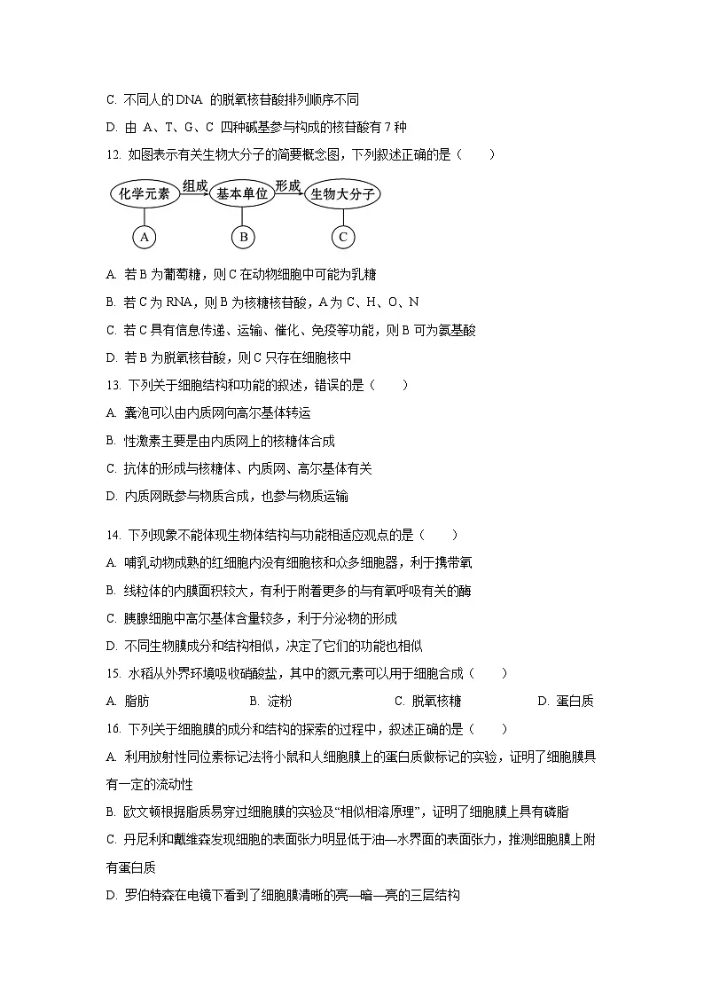 2025-2026学年黑龙江省佳木斯市前进区佳木斯市第二中学高一上学期11月期中生物试题（学生版）第3页